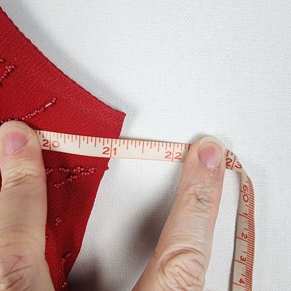 Vtg Lets Fashion Red Beaded Gown Bottom Black Chiffon Size XL 90s Y2k Vampire - Picture 5 of 7